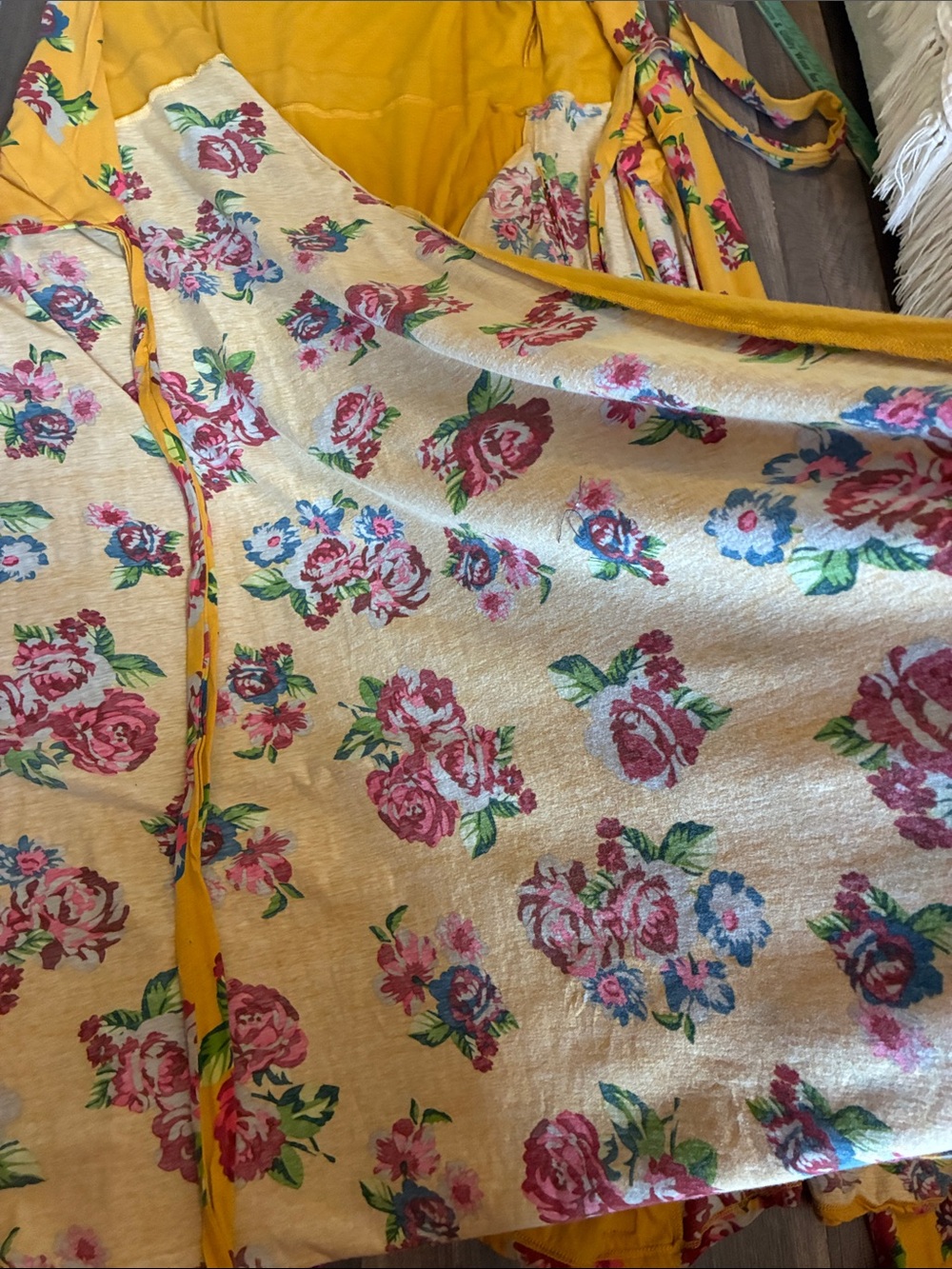 Matilda Jane 100% Cotton Mustard Yellow Floral Print Wrap Maxi Dress- Size S/M - Picture 8 of 11